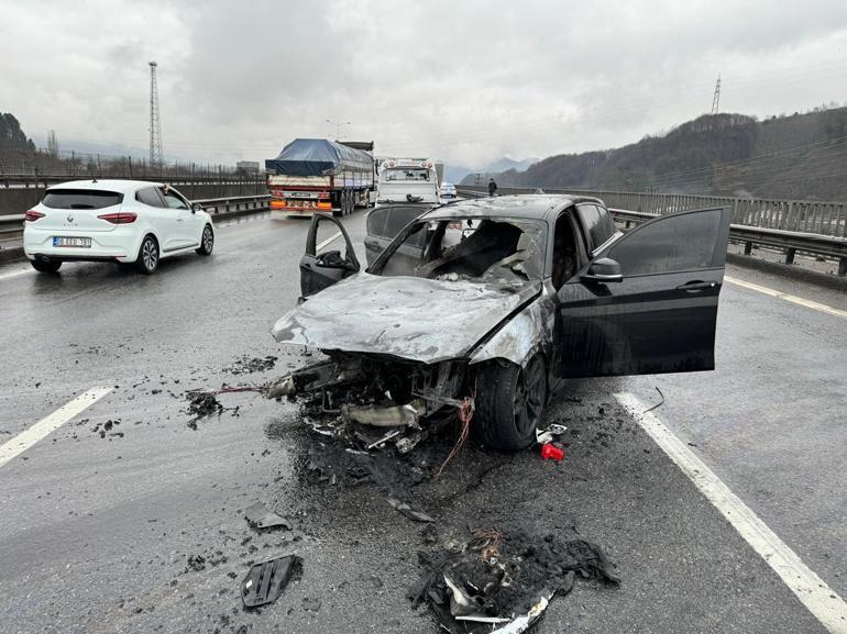 Feci kaza sonrası araç alev aldı: Saniyelerle kurtuldu