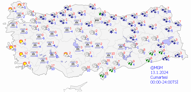 Meteoroloji’den yeni uyarılar Bugün (13 Ocak) hava nasıl olacak