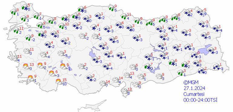 İstanbulda kar yağışı kapıda Hafta sonu (27 Ocak) hava durumu