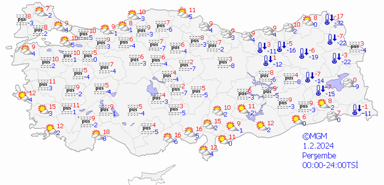 O illerde pus ve yağış etkili olacak 1 Şubat 2024 hava durumu