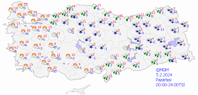 Bazı illerde sağanak ve kar etkili olacak 5 Şubat Pazartesi hava durumu