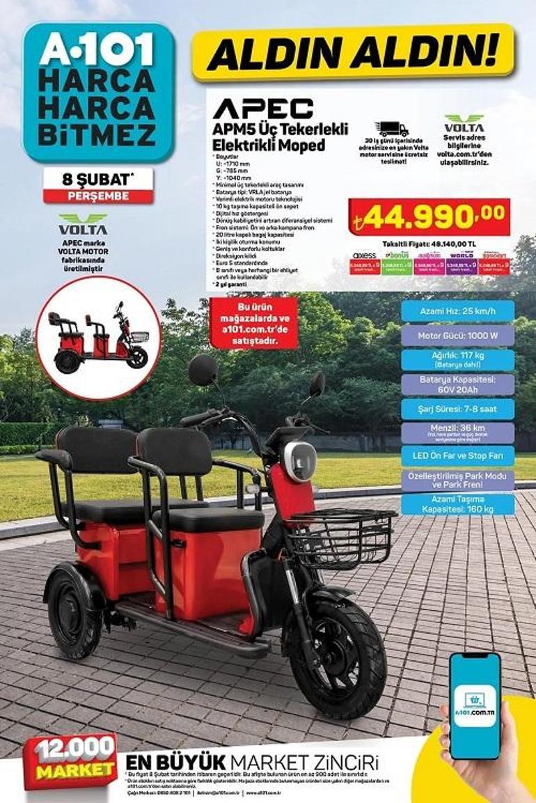 A101 Aktüel Ürünler Kataloğu 8 Şubat A101 Üç Tekerlekli Elektrikli Moped Fiyatı...