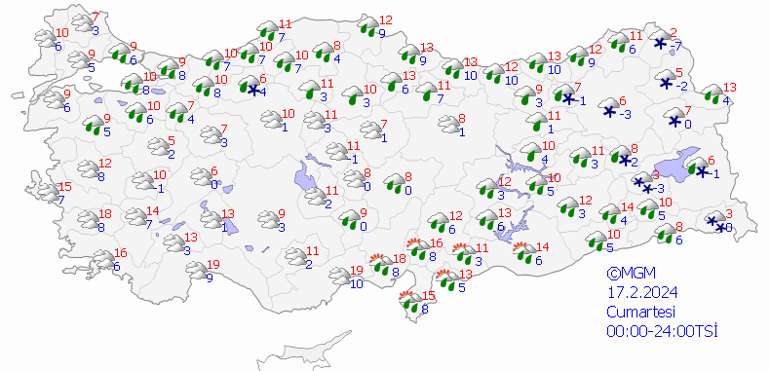 Hafta sonu o illerde yağış etkili olacak 17 Şubat 2024 için hava durumu