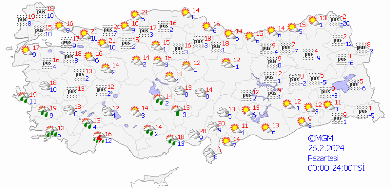 Sıcaklıkların ardından o bölgelere yağış uyarısı 26 Şubat 2024 hava durumu