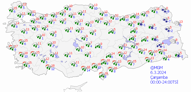 O illere kuvvetli yağış uyarısı 6 Mart 2024 hava durumu