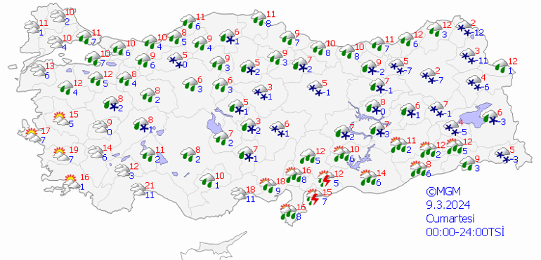 7 ile sarı kodlu yağış uyarısı Hafta sonu hava (9 Mart) nasıl olacak