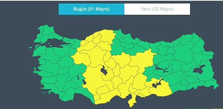 Kuvvetli yağışlar 28 ilde devam ediyor 1 Mayıs (Ankara, İstanbul, İzmir) hava durumu