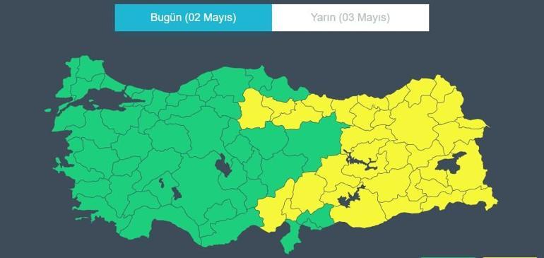 34 il için sarı kodlu uyarı… Bugün (2 Mayıs) hava nasıl olacak O tarihe kadar yağışlar etkili olacak