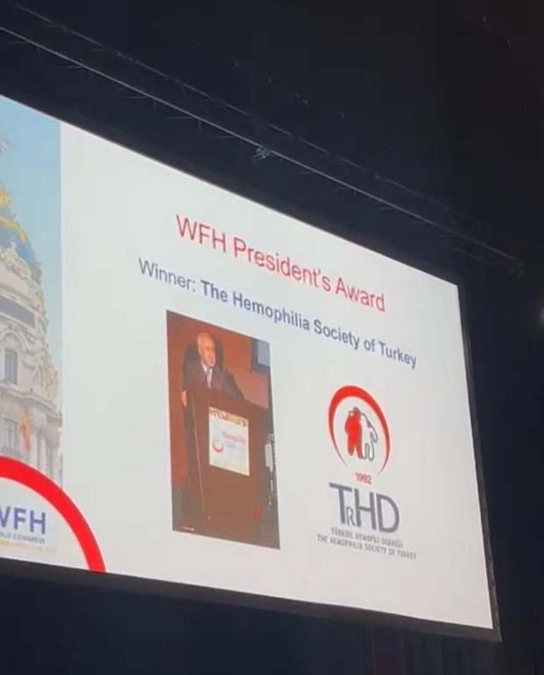 Dünya Hemofili Federasyonu 2024 Başkanlık Ödülü Türkiye Hemofili Derneğine verildi