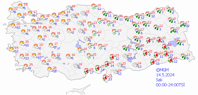 Birçok ilde yağış bekleniyor Bugün hava nasıl olacak 14 Mayıs hava durumu...