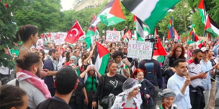 Pariste Filistine destek İsrail’e tepki