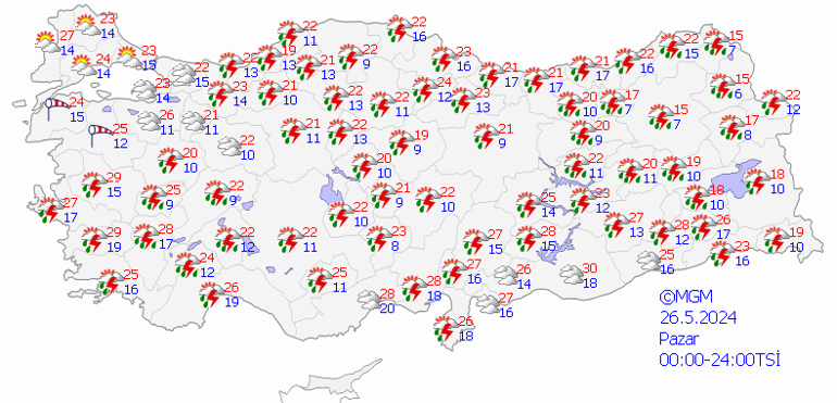 Kuvvetli yağışlara dikkat Bugün hava (26 Mayıs) nasıl olacak