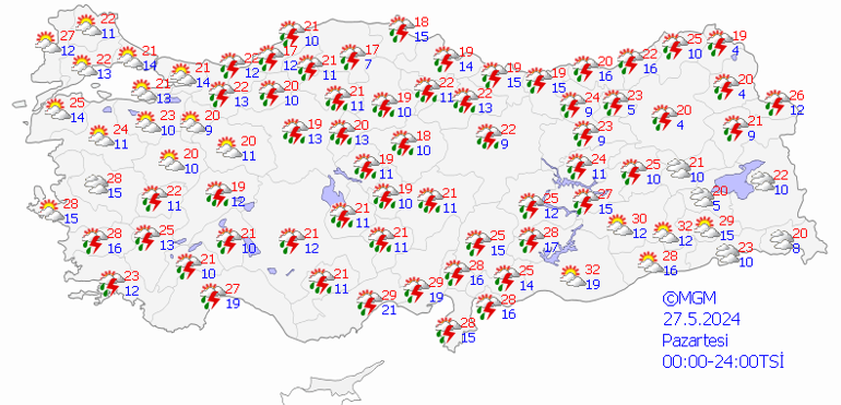 13 il için sarı kodlu uyarı Bugün (27 Mayıs) hava hangi ilde, nasıl olacak