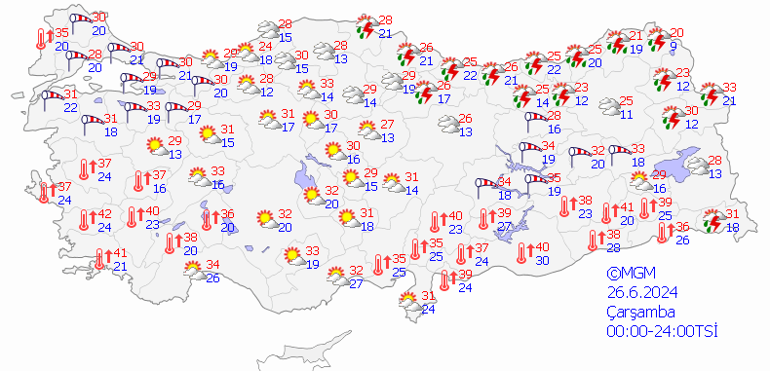 Meteorolojiden o illere son dakika uyarı Bugün (26 Haziran) hava nasıl olacak