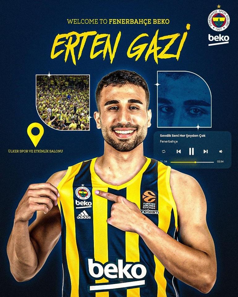 Fenerbahçe Beko, Anadolu Efesten ayrılan Erten Gaziyi renklerine bağladı