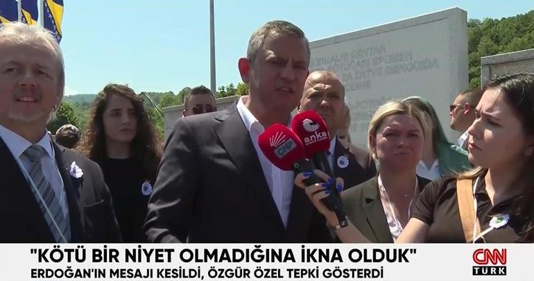 Erdoğanın mesajı kesildi, Özgür Özel tepki gösterdi