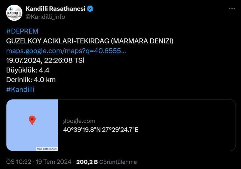 SON DAKİKA DEPREM: Az önce deprem nerede oldu, kaç şiddetinde Tekirdağ, Balıkesir ve İstanbulda hissedildi