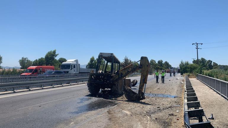 VİDEO | Aydında feci kaza Yolcu otobüsü iş makinesine çarptı