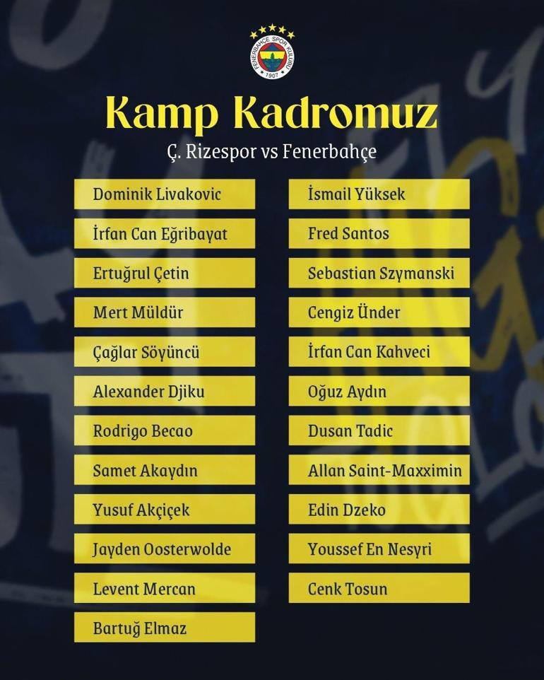 Fenerbahçenin Rize kafilesi belli oldu Osayi-Samuel götürülmedi...