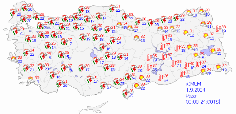 1 Eylül 2024 Hava Durumu| Bugün Hava Nasıl Olacak Kuvvetli Yağış Geliyor