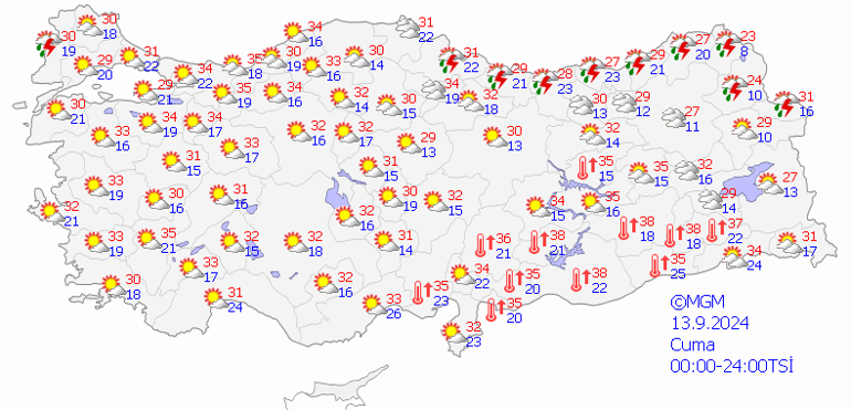 13 Eylül Hava Durumu: Meteorolojiden Sağanak Yağış Uyarısı