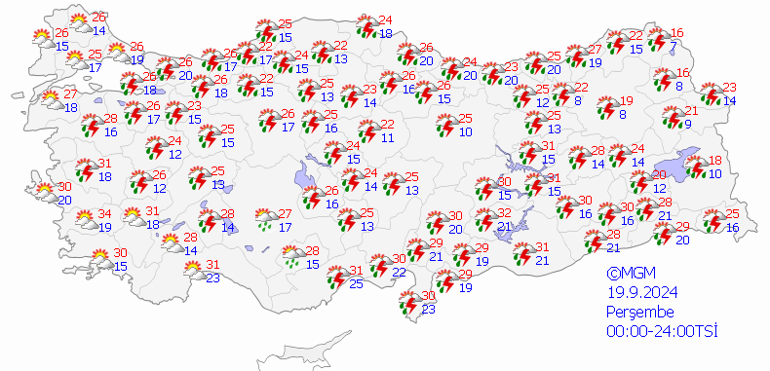 19 Eylül 2024 Hava Durumu: Kuvvetli Yağış Uyarısı Bugün Hava Nasıl Olacak