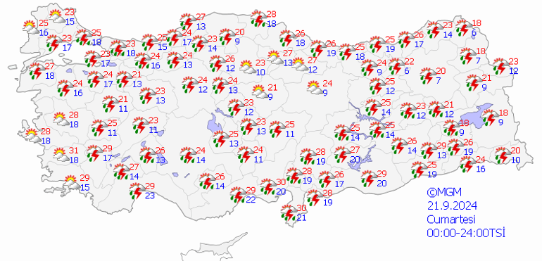 21 Eylül 2024 Hava Durumu: Meteoroloji’den Son Dakika Sağanak Uyarısı