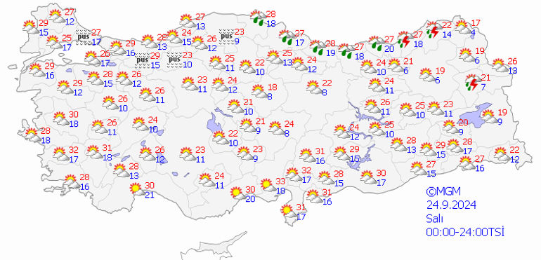 2 ilde kuvvetli sağanak etkili olacak 24 Eylül hava durumu: Bugün hava nasıl olacak