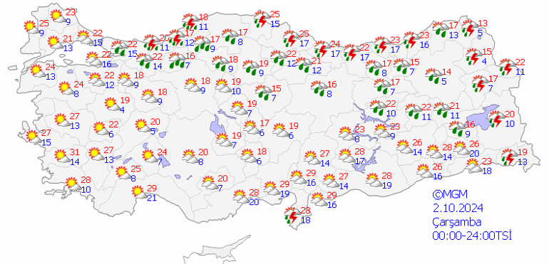 2 Ekim hava durumu: Bugün hava nasıl olacak Meteorolojiden 3 ile sarı kodlu uyarı