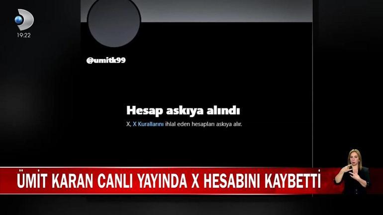 Ümit Karan canlı yayında X hesabını kaybetti