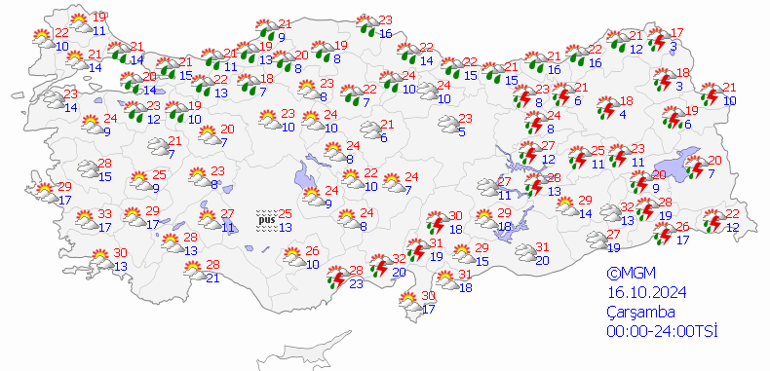 16 Ekim 2024 Hava Durumu: Sıcaklıklar Düşüyor O İllere Sağanak Yağış Uyarıları