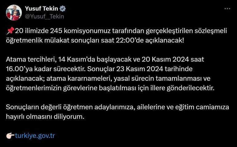 SÖZLEŞMELİ ÖĞRETMENLİK MÜLAKAT SONUÇLARI 2024 AÇIKLANDI | MEB 20 bin öğretmenlik mülakat sonuçları nasıl öğrenilir e-Devlet Turkiye.gov.tr ekranı