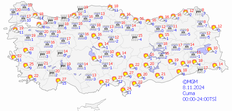 Bugün hava nasıl olacak 8 Kasım 2024 hava durumu tahminleri