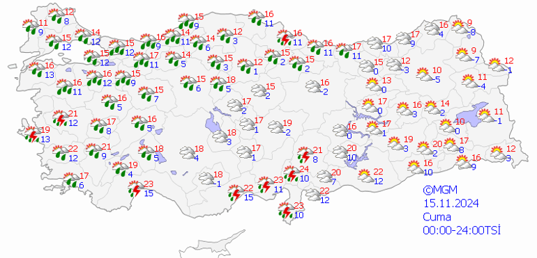 Bugün (15 Kasım) Hava Nasıl Olacak Meteoroloji’den Sağanak ve Soğuk Hava Uyarısı