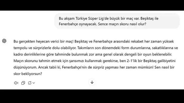 Yapay zeka Beşiktaş - Fenerbahçe derbisinin skorunu verdi Sürpriz tercih...