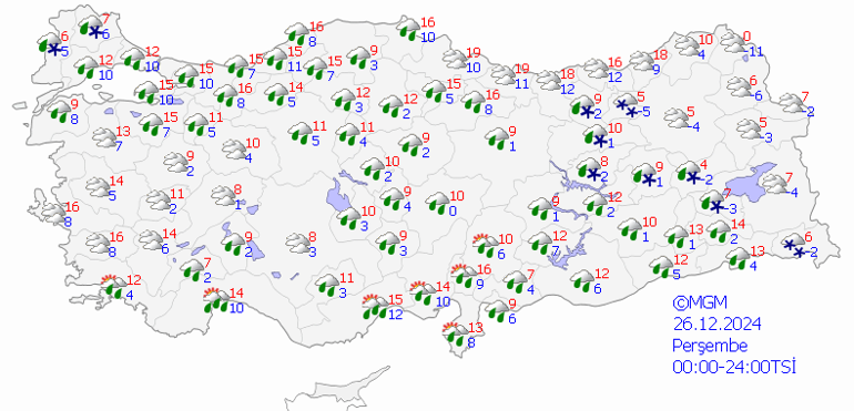 26 Aralık Hava Durumu: Meteorolojiden İl İl Uyarılar Sel, Kar, Fırtına...