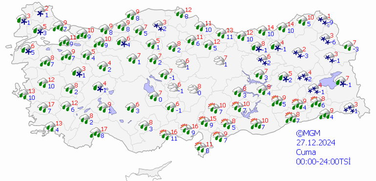 Bugün hava nasıl olacak İstanbul, Ankara, İzmir ve il il 27 Aralık hava durumu