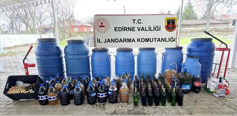 Edirnede 1560 litre kaçak içki ele geçirildi