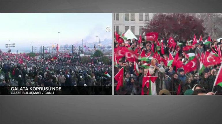 Galatada tarihi Gazze mitingi Binlerce kişi soykırıma dur dedi