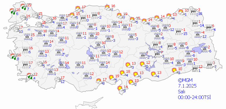 Bugün hava nasıl olacak 7 Ocak 2025 Hava durumu tahminleri: Sis, pus, buzlanma ve don etkili olacak