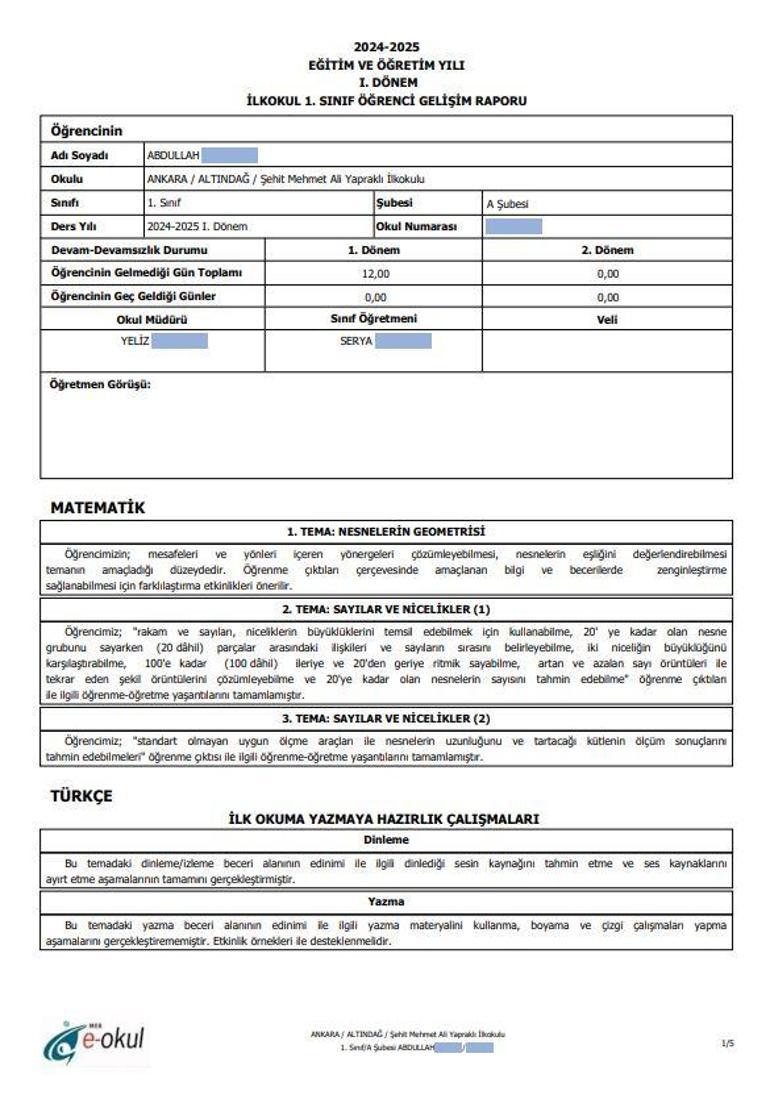 İlkokulların yeni karnesi CNN TÜRKte: 1. sınıf öğrencilerine işte bu gelişim raporu verilecek