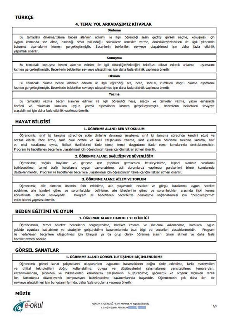 İlkokulların yeni karnesi CNN TÜRKte: 1. sınıf öğrencilerine işte bu gelişim raporu verilecek