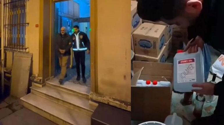 Beyoğlunda sucu dükkanına sahte içki operasyonu: Damacana ve bidonlarda 72 litre ele geçirildi | Video Haber