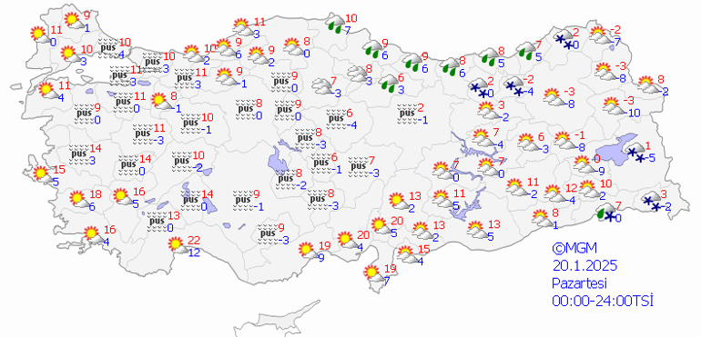 20 OCAK HAVA DURUMU: Kar, fırtına ve don uyarısı Bugün hava nasıl olacak