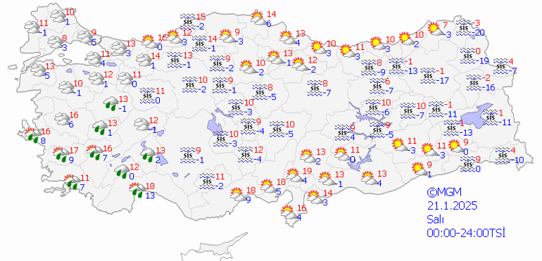 21 Ocak Salı Hava Durumu: Bugün Hava Nasıl Olacak Sis, Pus ve Buzlanma Uyarısı