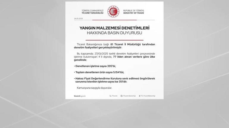 Yangın malzemesine fahiş fiyat denetimi