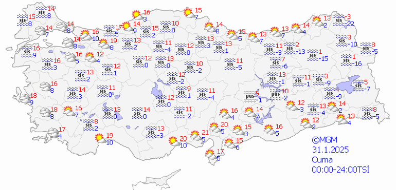 Bugün (31 Ocak) hava nasıl olacak İstanbulda da pus ve yer yer sis etkili olacak