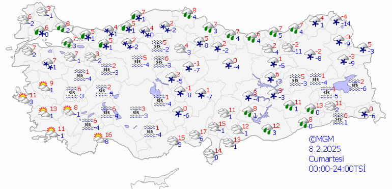 8 ŞUBAT HAVA DURUMU: Bugün hava nasıl olacak İl il hava durumu tahminleri ve Meteorolojinin uyarıları...