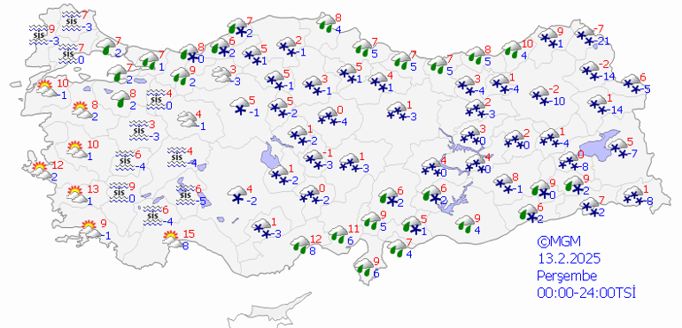 SON DAKİKA HAVA DURUMU TAHMİNLERİ | Bugün Hava (13 Şubat Perşembe) Nasıl Olacak