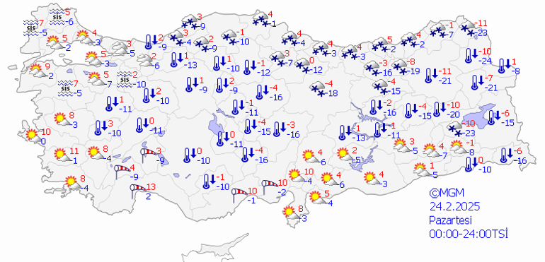 24 Şubat hava durumu: Bugün hava nasıl olacak Kar yağışı devam edecek mi